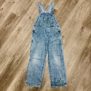 Vintage Floral Embroidered Overalls